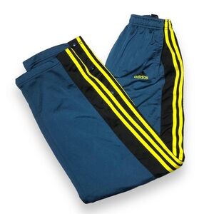 Adidas Track Pants - Men’s Small - Blue / Yellow Snap Off Tear Away AUZ001